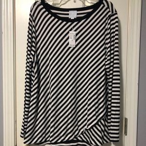 Dress Barn black & white striped L/S top. XL